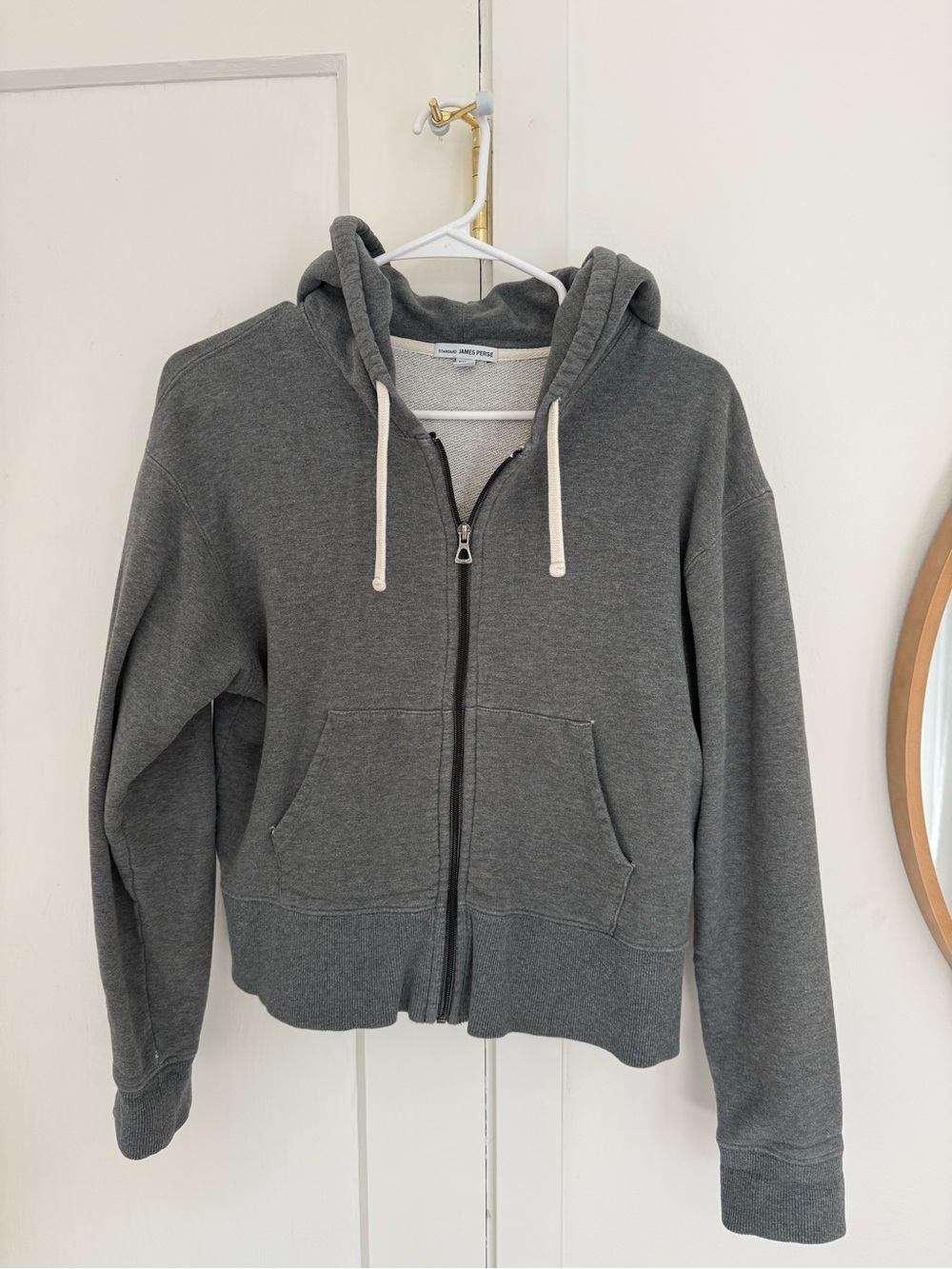James Perse Dark Gray Zip Hoodie with Front Pockets
